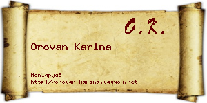 Orovan Karina névjegykártya